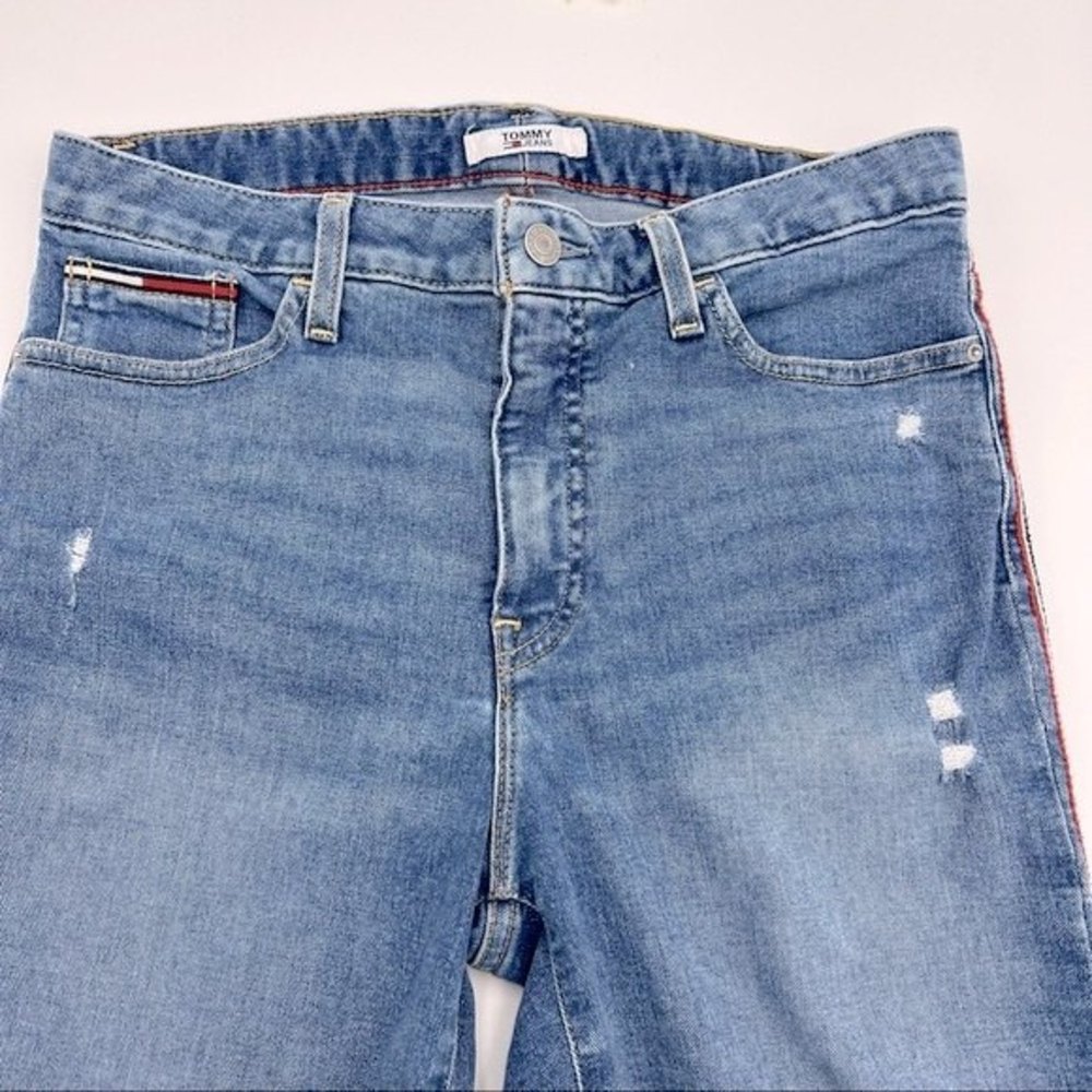 Tommy Jeans High Rise Straight Ankle Jeans  Tribeca Side-Stripe Size 6 - Picture 11 of 15